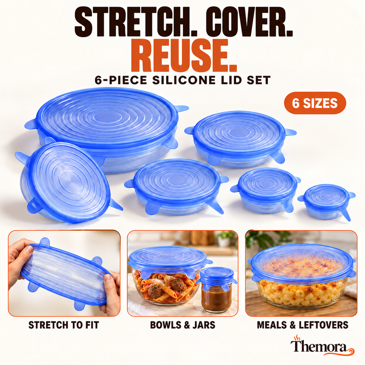 Themora – Stretch Silicone Lids (6-Pack)